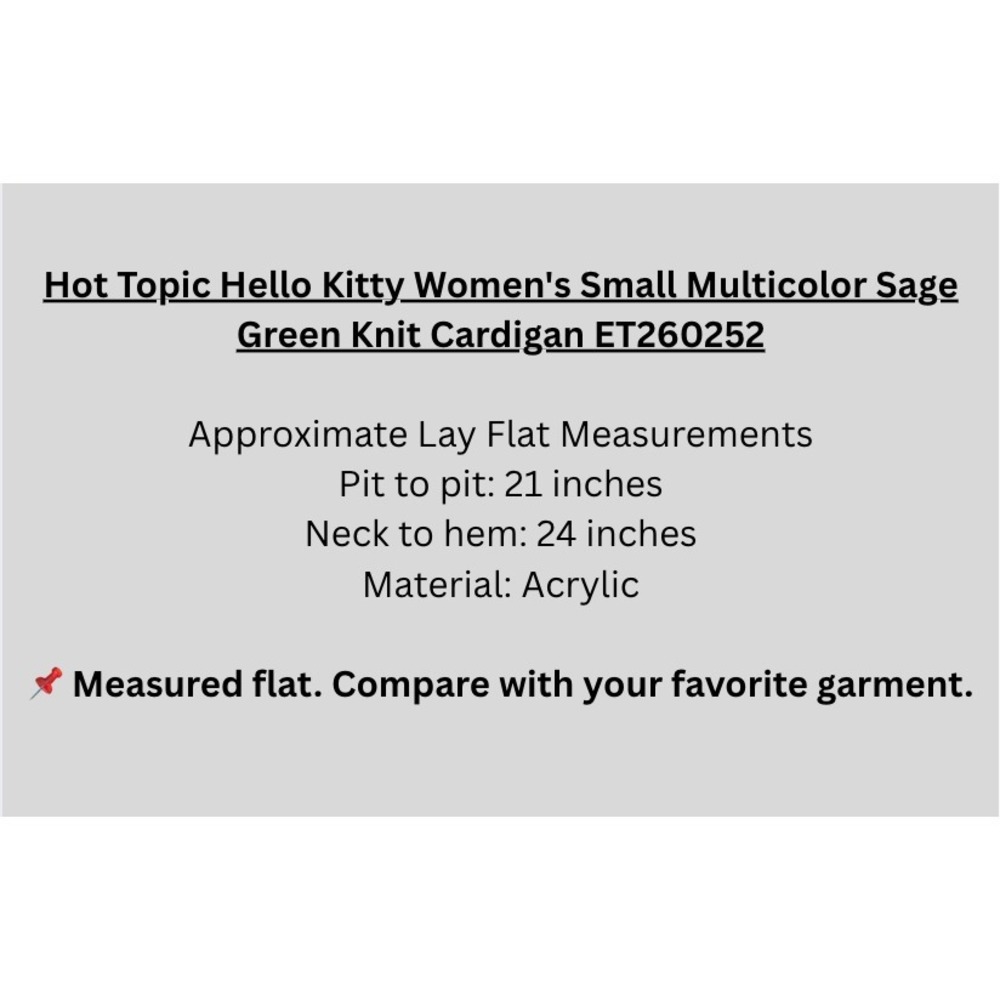 Hot Topic Hello Kitty Women's Small Multicolor Sage Green Knit Cardigan - Picture 11 of 11